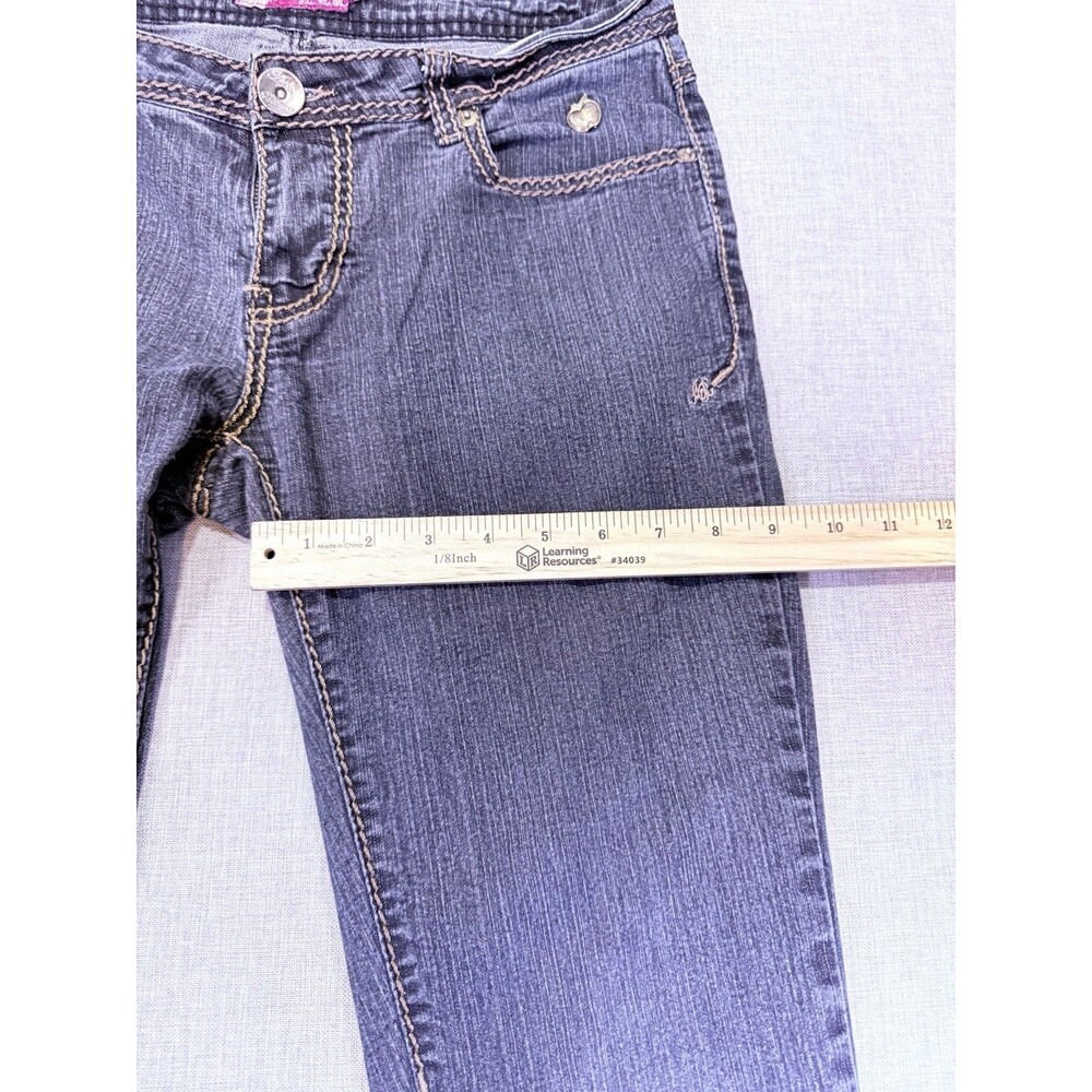 Apple Bottoms Jeans Women 10 Bootcut Dark Wash Y2K Embroidered Logo Low Rise - Picture 4 of 11